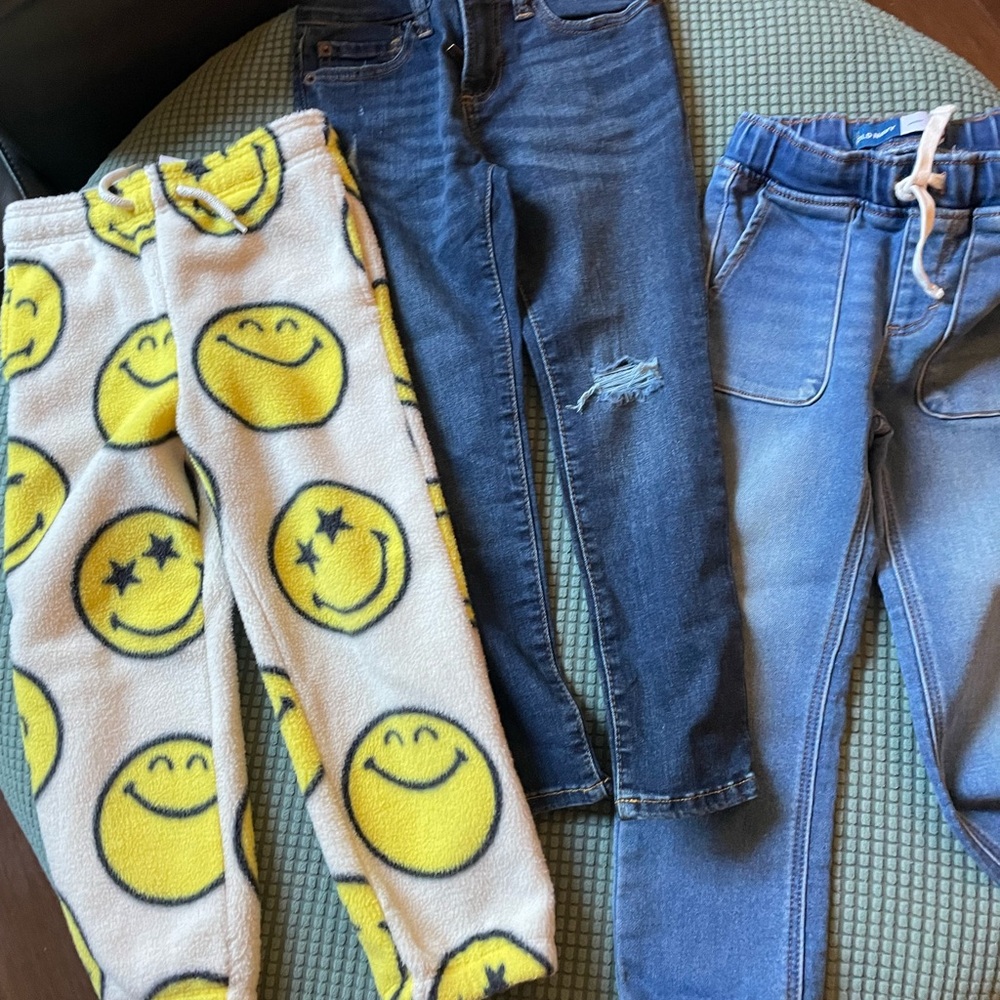 GAP Kids Jeans and Smiley Fleece Pants - Blue and Yellow